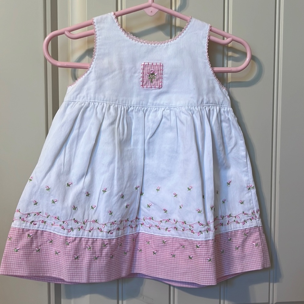 Carter’s dress with embroidered pink rosebuds